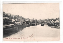 Thuin La Sambre Vue Du Déversoir Péniche - Thuin