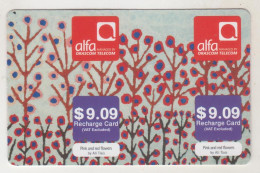 LEBANON - Pink And Red Flowers (Half Size X2) , Alfa Recharge Card 9.09$, Exp.date 15/10/15, Used - Liban