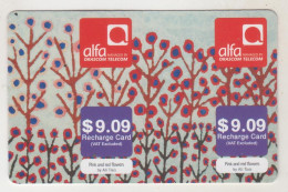 LEBANON - Pink And Red Flowers (Half Size X2) , Alfa Recharge Card 9.09$, Exp.date 15/03/16, Used - Líbano