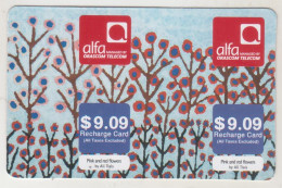LEBANON - Pink And Red Flowers (Half Size X2) , Alfa Recharge Card 9.09$, Exp.date 20/03/21, Used - Lebanon