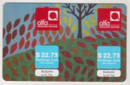 LEBANON - Autumn (Half Size X2) , Alfa Recharge Card 22.73$, Exp.date 15/11/14, Used - Libanon