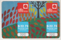 LEBANON - Autumn (Half Size X2) , Alfa Recharge Card 22.73$, Exp.date 17/02/15, Used - Libanon