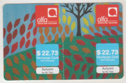 LEBANON - Autumn (Half Size X2) , Alfa Recharge Card 22.73$, Exp.date 24/05/15, Used - Libano