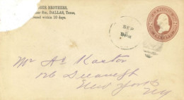 UNITED STATES. - 1884 - 2 CENTS ENVELOPE FROM DALLAS TO NEWYORK. - Cartas & Documentos