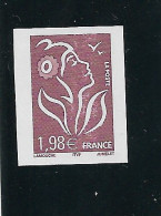 Lamouche 1.98 € Brun-prune YT 3759a Type II Non Dentelé Accidentel Et Sans Phospho. Rare, Voir Le Scan. PORT R2 OFFERT ! - Unused Stamps