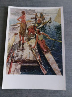 Sport In Art - "After Competition" By Iltner  - Old Soviet Postcard - Rowing 1963 Socialist Realism - Canottaggio