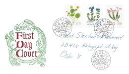 Norge Norway 1973 Mountain Flowers, Alpine Yellow-violet, Rock Speedwell, Blue Heath  Mi 671-673  - FDC - Briefe U. Dokumente