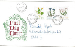 Norge Norway 1973 Mountain Flowers, Alpine Yellow-violet, Rock Speedwell, Blue Heath  Mi 671-673  - FDC   NØvre Ullern - Lettres & Documents