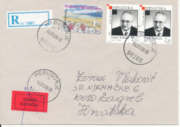 Bosnia And Herzegovina Registered Express Cover Sent To Zagreb, Medugorje 14-1-2000 Also With Croatian Stamps - Bosnia And Herzegovina