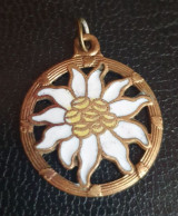 Pendentif Médaille émaillée Régional Alpes "Edelweiss" - Pendentifs