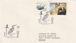 Portugal 1991, Letter Sent To Spain, Stamped With Bird Motive - Brieven En Documenten