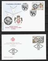 2012 Joint Romania And Sovereign Order Of Malta,BOTH OFFICIAL FDC'S: Friendship / Coat Of Arms - Emissions Communes