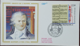 Georges Danton, Declaration Of Human And Citizen's Rights, Seeing Eye, Masonic, Mason, Freemasonry, France FDC - Franc-Maçonnerie