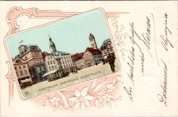Westfalen , Dortmund, Marktplatz (Prägekarte) (Stempel: Dortmund 1903 , Nach Norwegen) - Dortmund