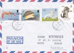 FALKLAND Islands-1995--Lettre PORT STANLEY Pour VEDENE-84 (France) - Timbre(coquille,mouton,chat) .. Cachet - Falklandinseln