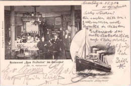 Restaurant "Zum Freihafen" Im Dovenhof , Hamburg  (Stempel: Hamburg 1904 , Nach Norwegen) - Mitte