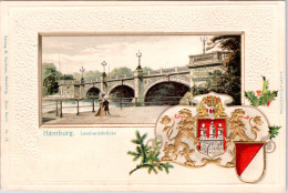 Hamburg , Lombardsbrücke (Prägekarte) (Stempel: 1909, Nach Norwegen) - Mitte