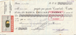 CAMBIALE - BANCA EMILIANA - CAMBIALE CON TASSELLO PUBBLICITARIO - PARMA 1966 - Cheques En Traveller's Cheques