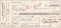 CAMBIALE - BANCO DI ROMA - CAMBIALE CON TASSELLO PUBBLICITARIO - MILANO 1966 - Cheques & Traveler's Cheques