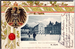 Chemnitz , Blick In Die Chemnitzerstrasse (Prägekarte) (Stempel: Chemnitz 1903, Nach Norwegen) - Chemnitz
