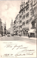 Halle A. Saale , Leipzigerstrasse Mit Turm (Strassenbahn / Tram) (Stempel: Halle 1903, Nach Norwegen) - Halle (Saale)