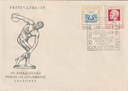 ALLEMAGNE GERMANY RDA DDR  646 647 FDC Pierre De Coubertin Jeuix Olympiques 2.1.1963 - 1950-1970