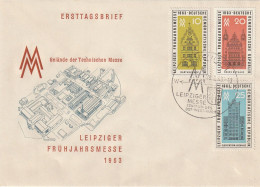 ALLEMAGNE GERMANY RDA DDR  654 655 656 FDC Ersttagbrief  Leipzigermesse 25.2.1963 - 1950-1970