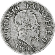 Italie, Vittorio Emanuele II, 50 Centesimi, 1863, Milan, Argent, TB+ - 1861-1878 : Vittoro Emanuele II