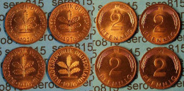 2 Pfennig Complete Set Year 1976 All Mintmarks (D,F,G,J) Jäger 381     (453 - Andere - Europa