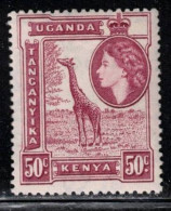 KENYA, UGANDA & TANGANYIKA Scott # 110 MH - QEII & Giraffe - Kenya, Uganda & Tanganyika