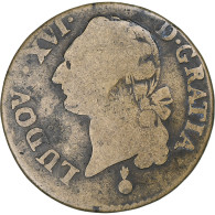 France, Louis XVI, Sol, 1791, Metz, 2nd Semestre, Cuivre, B+, Gadoury:350 - 1774-1791 Ludwig XVI.