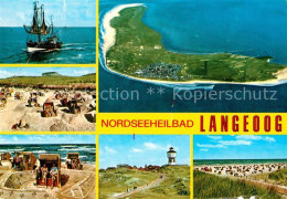 72976157 Langeoog Nordseebad Fliegeraufnahme Strand Leuchtturm Langeoog - Langeoog