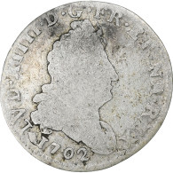 France, Louis XIV, 5 Sols Aux Insignes, 1702, Strasbourg, Argent, B+ - 1643-1715 Lodewijk XIV De Zonnekoning