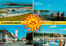 72970297 Langenargen Bodensee Uferpromenade Strassenpartie Kirche Seglerhafen So - Langenargen