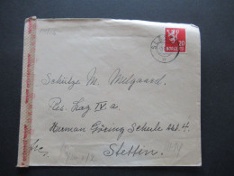 Norwegen 1942 POW Kriegsgefangenenpost Zensurstreifen OKW Zensur Skarnes - Res.Lazarett IV Stettin Hermann Göring Schule - Cartas & Documentos