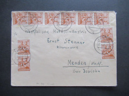 Kontrollrat Arbeiter Nr.951 ZF 10-Fachfrankatur Währungsreform 23.8.1948 Umschlag Direktor Otto Meyer Sägewerk Hänigsen - Storia Postale