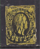 Germany States 1851 Saxony 3 Ng. King Frederick Used ( A758 ) Clipped Corner Space Filler - Sachsen