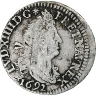 France, Louis XIV, 4 Sols Aux 2 L, 1692, Paris, Réformé, Argent, TB+ - 1643-1715 Ludwig XIV.