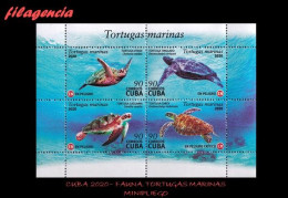 CUBA MINT. 2020-14 FAUNA. TORTUGAS MARINAS. HOJA BLOQUE - Unused Stamps