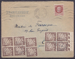 France - Env. "Translefruit" Affr. N°516 Flam. BORDEAUX GARE /19-6-1943 Pour CAUDERAN (Bordeaux) - Taxée 10x 10c (N°29)  - 1859-1959 Lettres & Documents