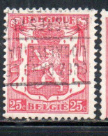 BELGIQUE BELGIE BELGIO BELGIUM 1935 1941 COAT OF ARMS LION 25c USED OBLITERE' USATO - Usados