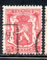 BELGIQUE BELGIE BELGIO BELGIUM 1935 1941 COAT OF ARMS LION 25c USED OBLITERE' USATO - Usados