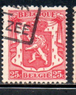 BELGIQUE BELGIE BELGIO BELGIUM 1935 1941 COAT OF ARMS LION 25c USED OBLITERE' USATO - Usados
