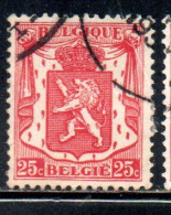 BELGIQUE BELGIE BELGIO BELGIUM 1935 1941 COAT OF ARMS LION 25c USED OBLITERE' USATO - Usados