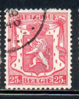 BELGIQUE BELGIE BELGIO BELGIUM 1935 1941 COAT OF ARMS LION 25c USED OBLITERE' USATO - Usados