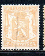 BELGIQUE BELGIE BELGIO BELGIUM 1935 1941 1946 COAT OF ARMS LION 25c USED OBLITERE' USATO - Usados