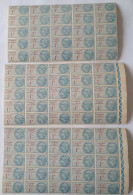 75 Timbres Neufs ** Fiscal N°68 Impôt Sur Le Revenu 1922 1c Bleu Et Rouge 3 Blocs De 25 - Marken