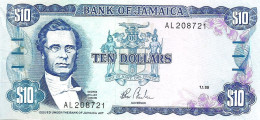 JAMAICA $10 BLUE  MAN HEAD FRONT MINE BACK DATED 01-01-1985 P71a SIGN.7 UNC READ DESCRIPTION !! - Giamaica