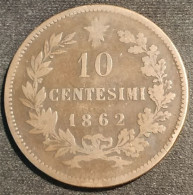 ITALIE - ITALIA - 10 CENTESIMI 1862 ( Paris ) - VITTORIO EMANUELE II - KM 11.2 - 1861-1878 : Victor Emmanuel II.