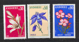 Andorra -Franc 1973 Flores Y=229-31 E=250-52 - Unused Stamps